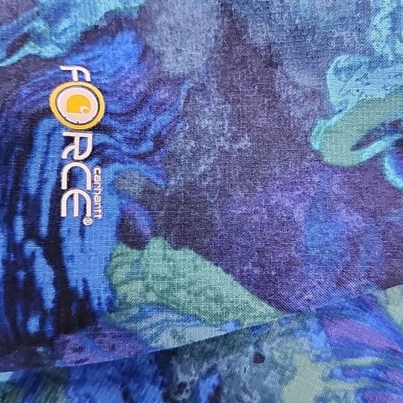 CARHARTT Blue Green Purple Nurse Medical Scrub Uniform Shirt Top Scrubs Small - Picture 6 of 11